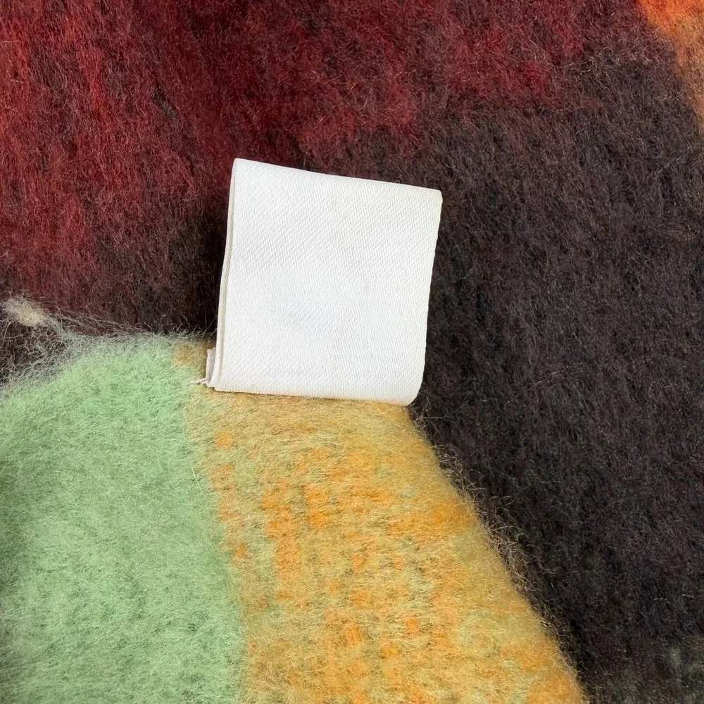 Acne Studios Unisex Scarf Oversized Check Plaid Mohair Wool Fringe Made in Italy